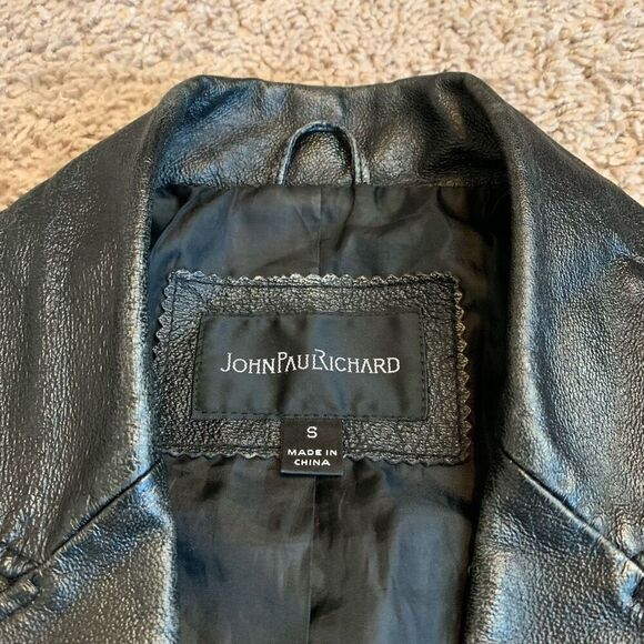 Vintage John Paul Richard Black Leather Jacket Coat Y2K Small S Blazer - Picture 5 of 10
